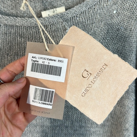NWT Guido Lombardi Gray Linen Blend Sweater Size S - Picture 6 of 12